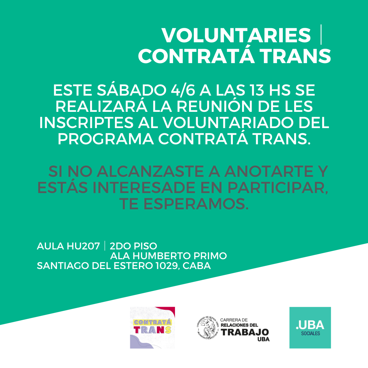 Voluntaries│ Programa Contratá Trans – Relaciones del Trabajo